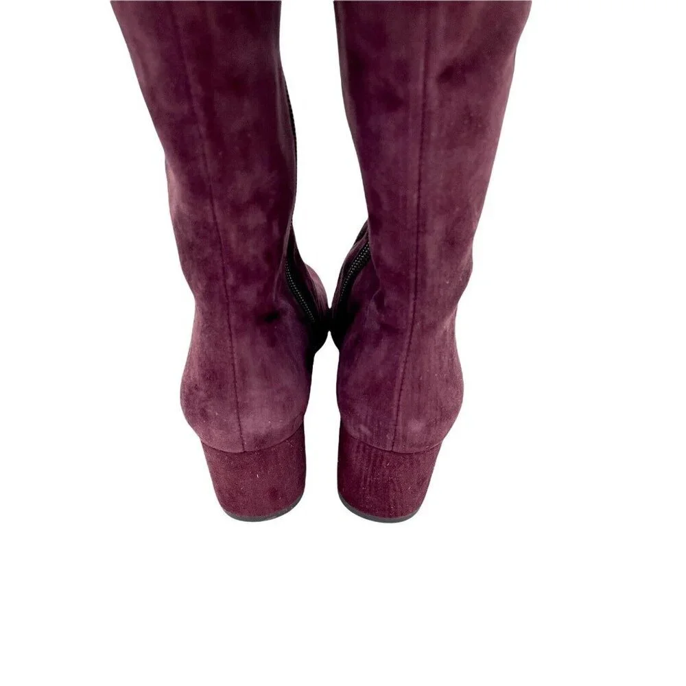 Sam Edelman Boots Elina Suede Leather Over Knee Boots Burgundy Sz 6 New